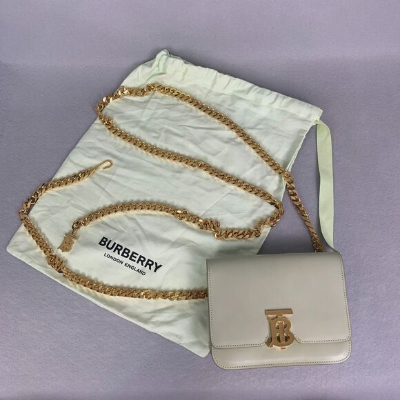 Burberry Sage Green Leather TB Belted Small Square Bag Gold Hardware Designer - Picture 1 of 11
